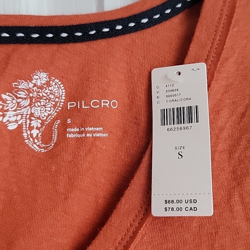 PILCRO ANTHROPOLOGIE SHIRT TOP NEW ORANGE SMALL - Picture 3 of 4